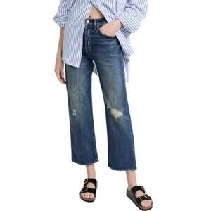 Nili Lotan Violette Cropped Boyfriend Jeans Classic Wash Blue Size 26